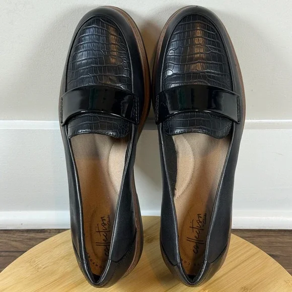 Clarks Slip on Shoe Women's Size 10M Raisie Arlie Black Leather Loafers Everyday - Picture 6 of 8